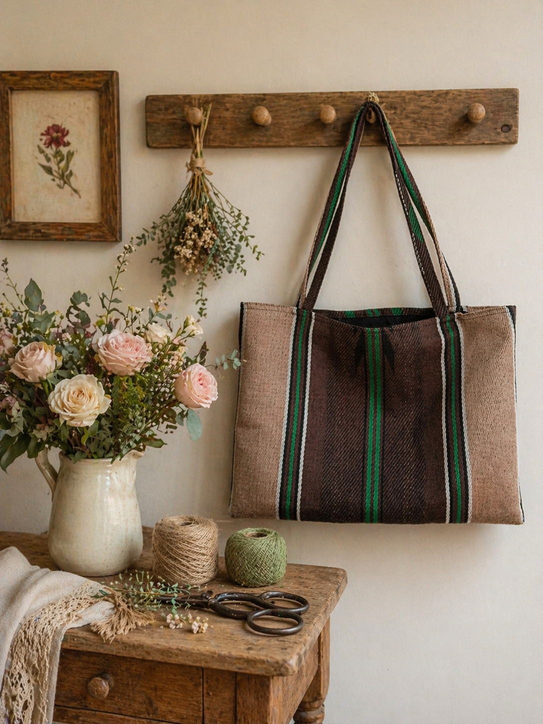 Golden Heritage Set: Embroidered Gold Thobe & Artisan Floral Tote bag 2