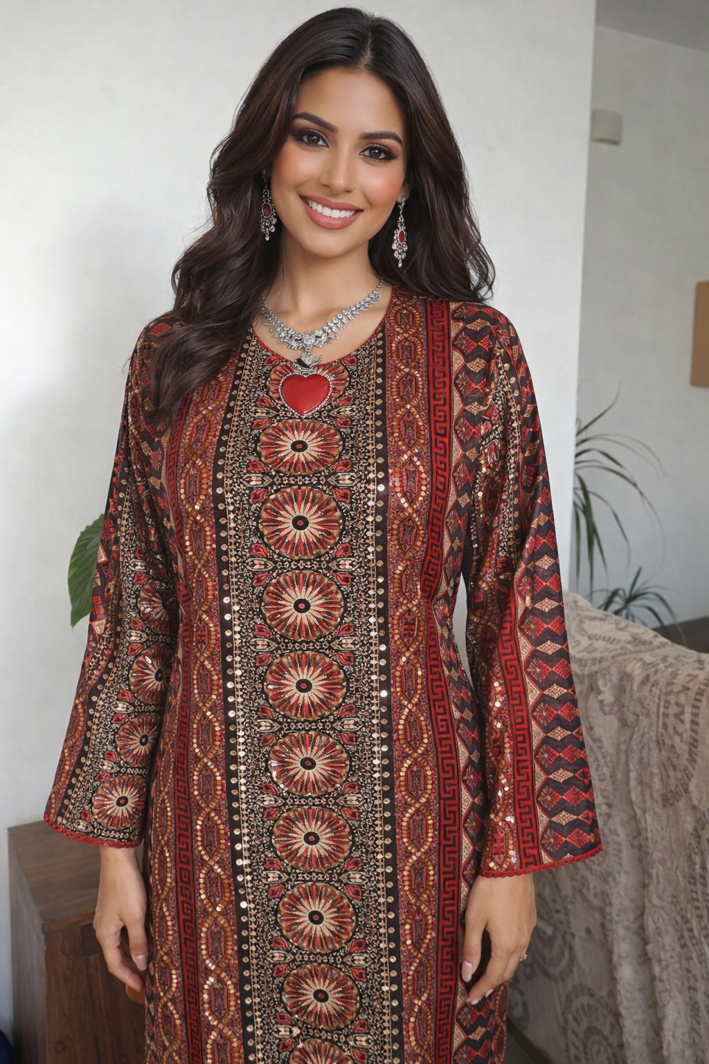 Elegant Long-Sleeve Embroidered Dress Thoub 3