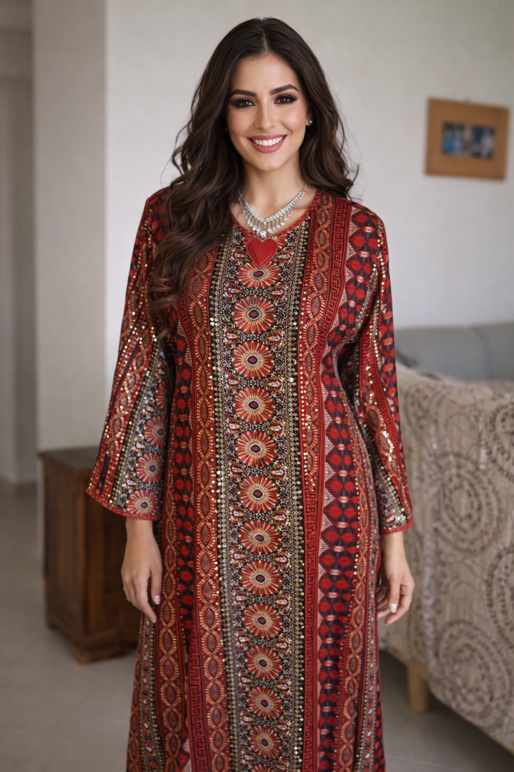 Elegant Long-Sleeve Embroidered Dress Thoub 4