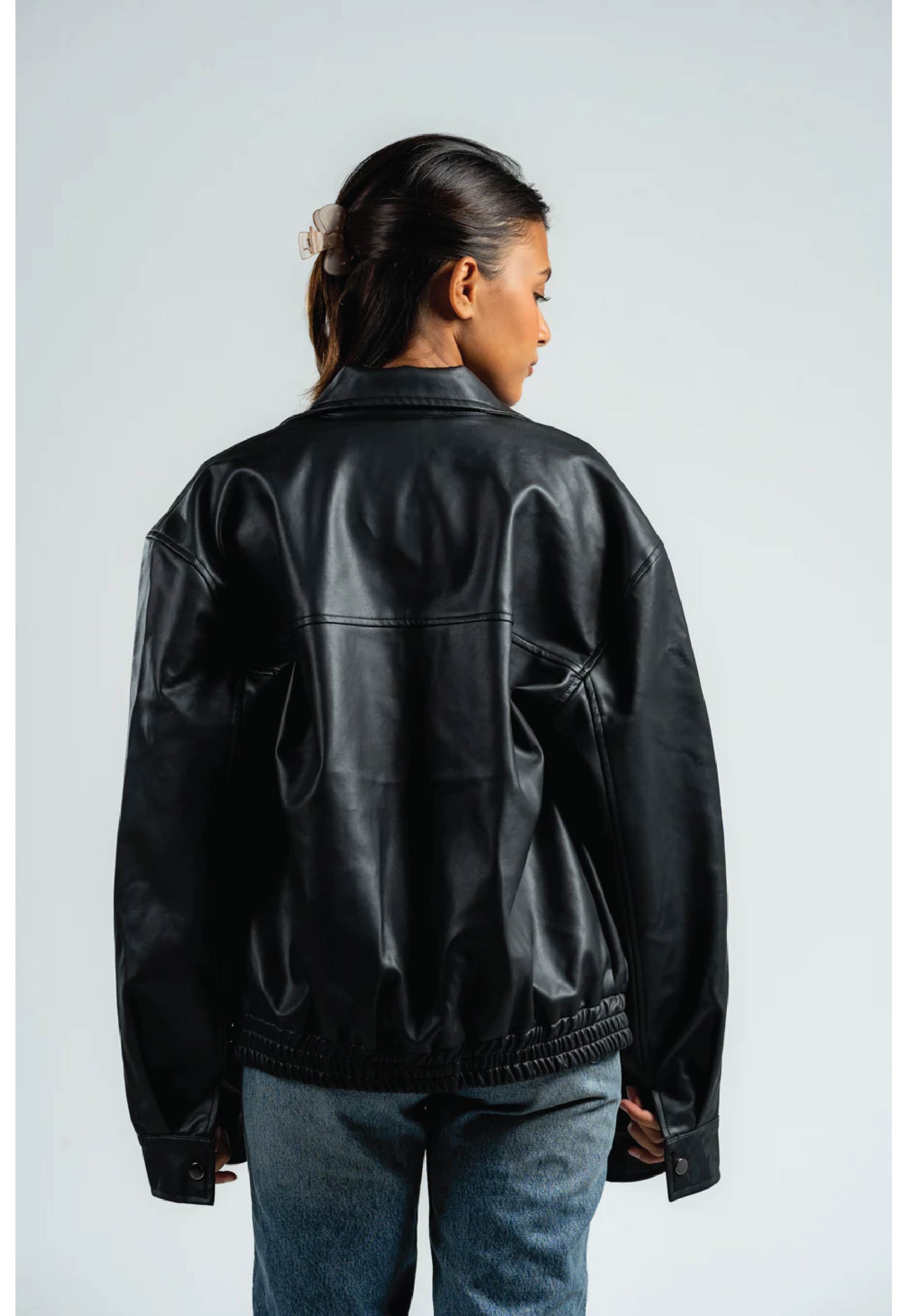 Black Retro Leather Jacket 3